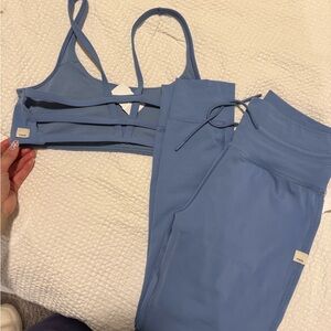 Vuori Blue Sports Bra and Leggings Set